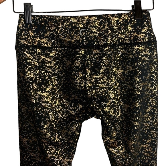 Zyia Actuve Girls Stay Gold Legging Size Large Black Gold  Metallic Athletic - Picture 5 of 9